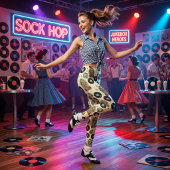 Retro-Jukebox & Vinyl-Schallplatten: Rock 'n' Roll Leggings