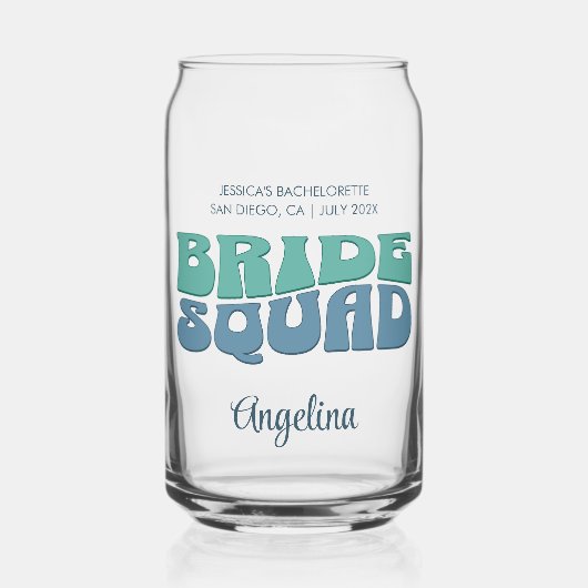 Retro Junggeselinnen-Abschied Bride Squad Bridesma Dosenglas (Vorderseite)