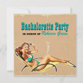 retro Junggeselinnen-Abschied des Einladung (Vorderseite)