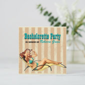 retro Junggeselinnen-Abschied des Einladung (Stehend Vorderseite)