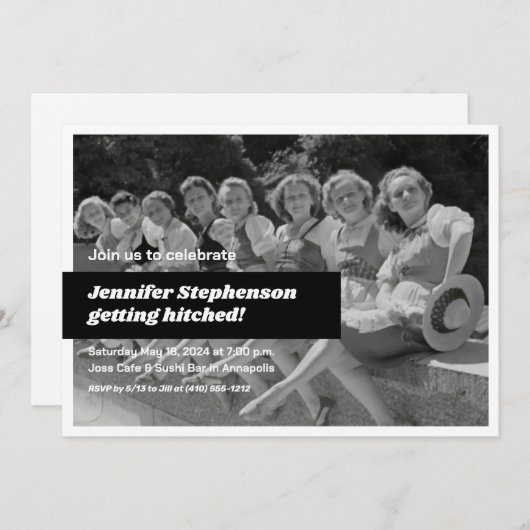 Retro-Junggeselinnen-Abschied Einladung (Vorne/Hinten)