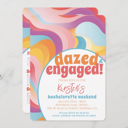 Retro-Junggeselinnen-Abschied getanzt und Verlobt Einladung (Vorne/Hinten)