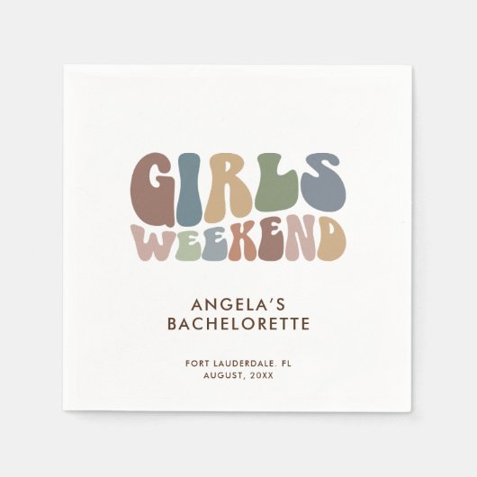 Retro Junggeselinnen-Abschied Girls Weekend Serviette (Vorderseite)