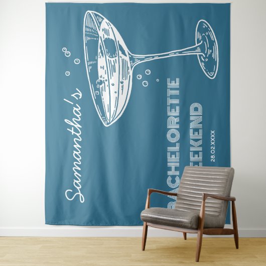 Retro Junggeselinnen-Abschied Hintergrund Boho Aqu Wandteppich (Beispiel)