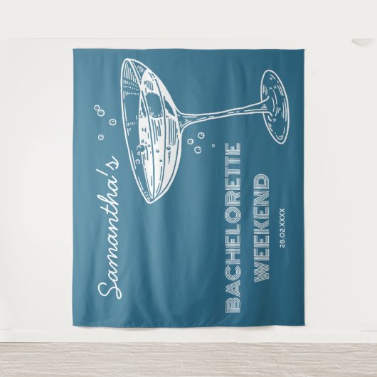 Retro Junggeselinnen-Abschied Hintergrund Boho Aqu Wandteppich (Vorderseite)