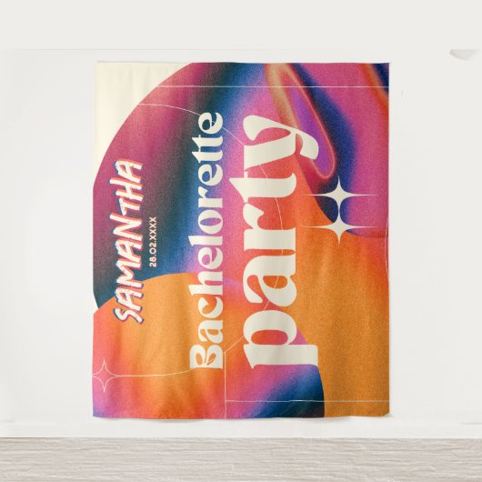 Retro Junggeselinnen-Abschied Hintergrund Groovy 7 Wandteppich (Vorderseite)