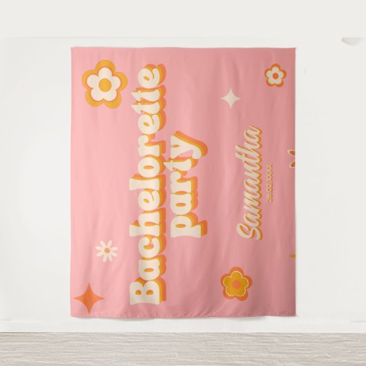 Retro Junggeselinnen-Abschied Hintergrund Groovy 7 Wandteppich (Vorderseite)