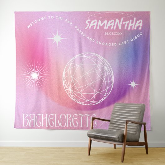 Retro Junggeselinnen-Abschied Hintergrund Groovy 7 Wandteppich (Beispiel (Horizontal))