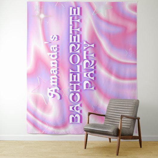 Retro Junggeselinnen-Abschied Hintergrund Groovy P Wandteppich (Beispiel)