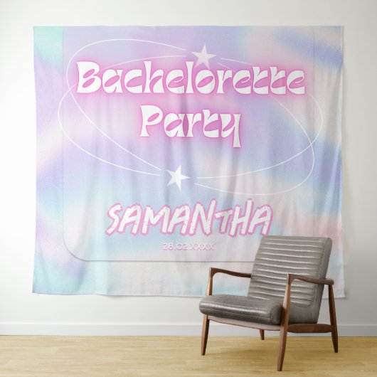 Retro Junggeselinnen-Abschied Hintergrund Groovy P Wandteppich (Beispiel (Horizontal))