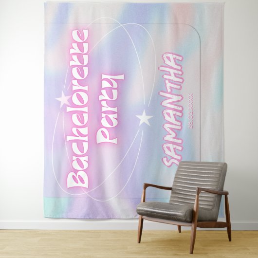 Retro Junggeselinnen-Abschied Hintergrund Groovy P Wandteppich (Beispiel)