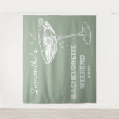 Retro Junggeselinnen-Abschied Hintergrund Grüner C Wandteppich (Vorderseite)