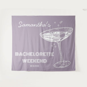 Retro Junggeselinnen-Abschied Hintergrund Lila Coc Wandteppich