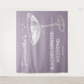 Retro Junggeselinnen-Abschied Hintergrund Lila Coc Wandteppich (Vorderseite)