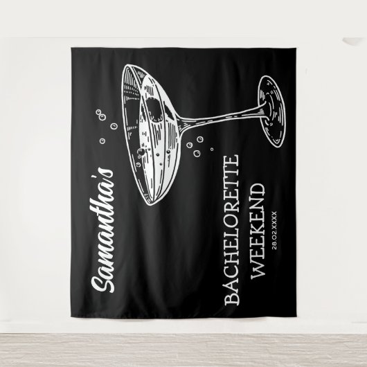 Retro Junggeselinnen-Abschied Hintergrund Moderner Wandteppich (Vorderseite)