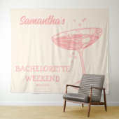 Retro Junggeselinnen-Abschied Hintergrund Rosa Coc Wandteppich (Beispiel (Horizontal))