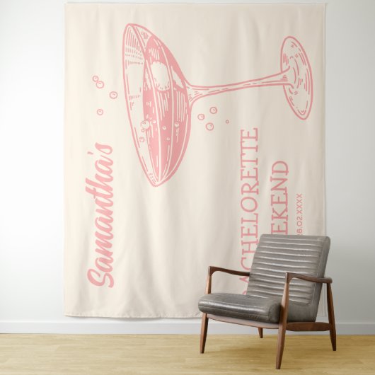 Retro Junggeselinnen-Abschied Hintergrund Rosa Coc Wandteppich (Beispiel)