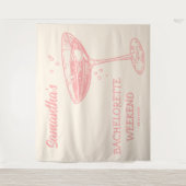 Retro Junggeselinnen-Abschied Hintergrund Rosa Coc Wandteppich (Vorderseite)