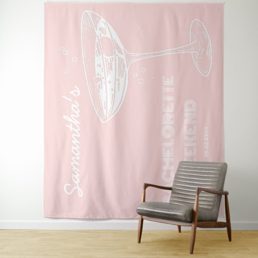 Retro Junggeselinnen-Abschied Hintergrund Rosa Coc Wandteppich (Beispiel)