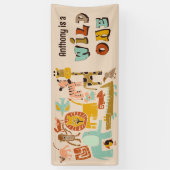 Retro Jungle Animals Wild 1 erster Geburtstag Banner (Vertikal)