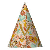 Retro Jungle Animals Wild 1 erster Geburtstag Partyhütchen (Rückseite)