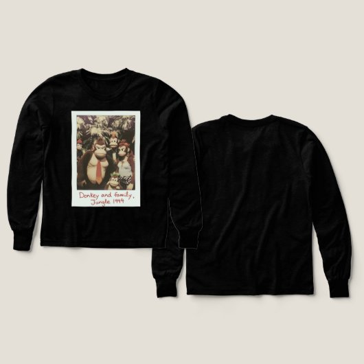 Retro Jungle Family Donkey Crew Langschläfer T-Shi (Design Vorder- & Rückseite)