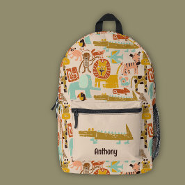 Retro Jungle Tiere Niedlich Gemustert Bedruckter Rucksack