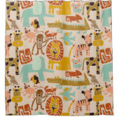 Retro Jungle Tiere Niedlich Gemustert Duschvorhang (Vorderseite)