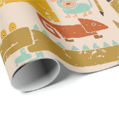 Retro Jungle Tiere Niedlich Gemustert Geschenkpapier (Rolleneckpunkt)