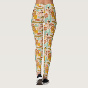 Retro Jungle Tiere Niedlich Gemustert Leggings