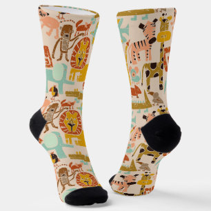 Retro Jungle Tiere Niedlich Gemustert Socken