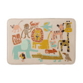 Retro Jungle Tiere Niedlich Illustriert Badematte (Vorderseite)