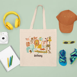 Retro Jungle Tiere Niedlich Personalisiert Tragetasche