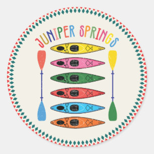 Retro Juniper Springs Kayaking T - Shirt Runder Aufkleber