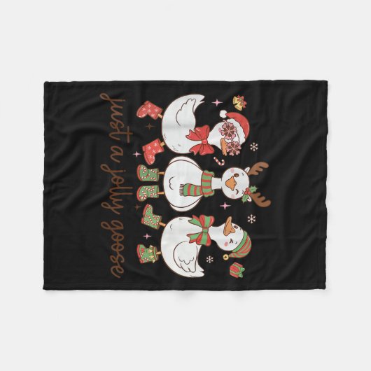 Retro Just A Jolly Goose Satan Christmas Holiday C Fleecedecke (Vorderseite (Horizontal))