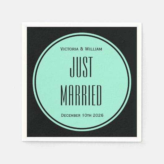 Retro-Just-Mariée-Hochzeitsservietten Serviette (Vorderseite)