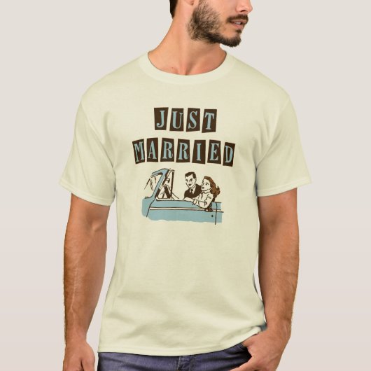 Retro Just Married T-Shirt (Vorderseite)