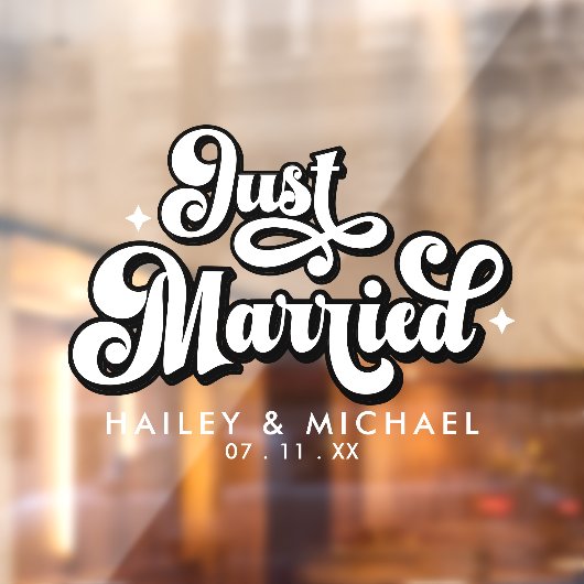 Retro Just Married Wedding Fensteraufkleber (Blatt 2)