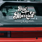 Retro Just Married Wedding Fensteraufkleber