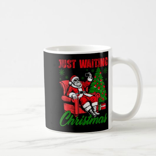 Retro Just Waiting For Christmas Santa Merry Xmas  Kaffeetasse (Rechts)