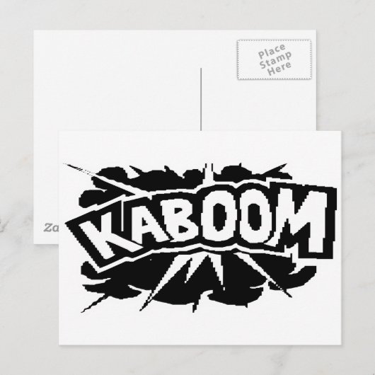 Retro KABOOM! Blast - Schwarz/Weiß Postkarte (Vorne/Hinten)