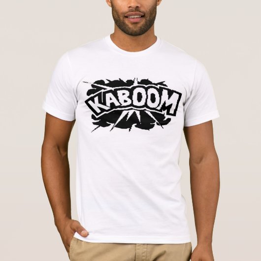 Retro KABOOM! Explosion - Schwarzes u. Weiß T-Shirt (Vorderseite)