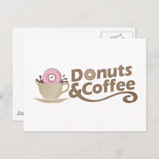 Retro-Kaffee & Donuts Postkarte (Vorne/Hinten)