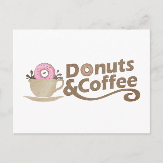 Retro-Kaffee & Donuts Postkarte (Vorderseite)
