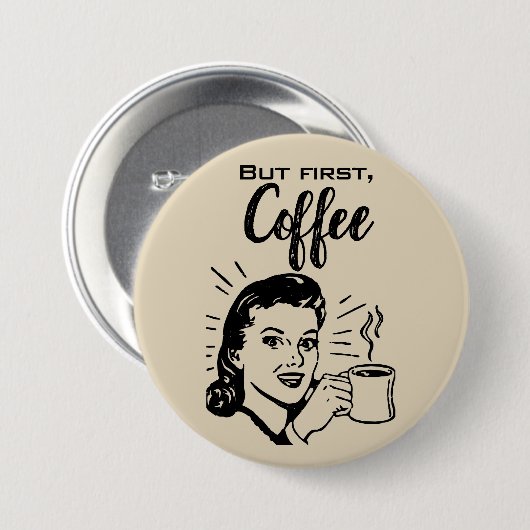 Retro-Kaffee Erster Knopf Button (Vorne & Hinten)