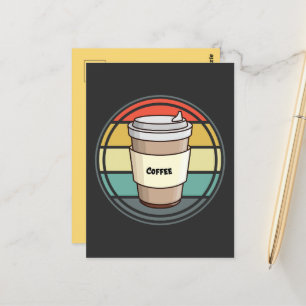 Retro Kaffee heißes Getränk zum Mitnehmen Postkarte