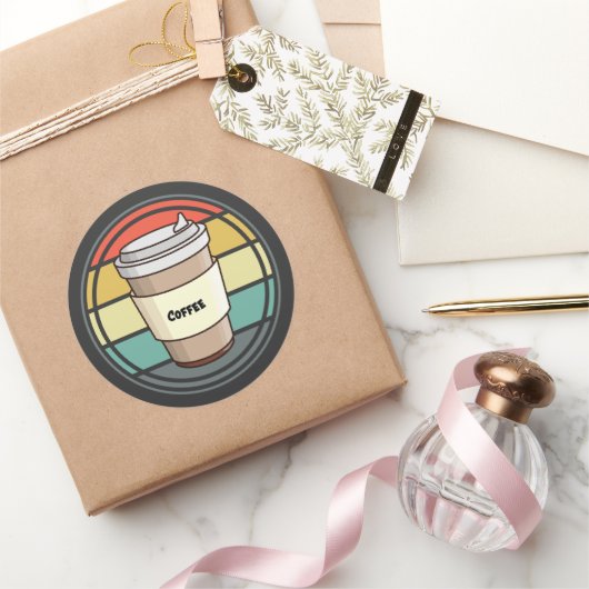 Retro Kaffee heißes Getränk zum Mitnehmen Runder Aufkleber (Schenken)