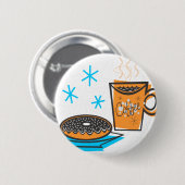 Retro Kaffee und Krapfen Button (Vorne & Hinten)