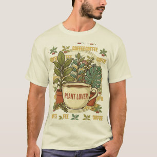 Retro-Kaffee- und Pflanzenliebhaber-T-Shirt T-Shirt