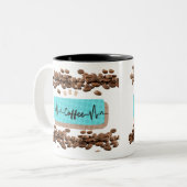 Retro-Kaffeebohnen aquamarine Tasse (Vorderseite Links)